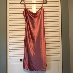 Pink Satin Slip Dress - L